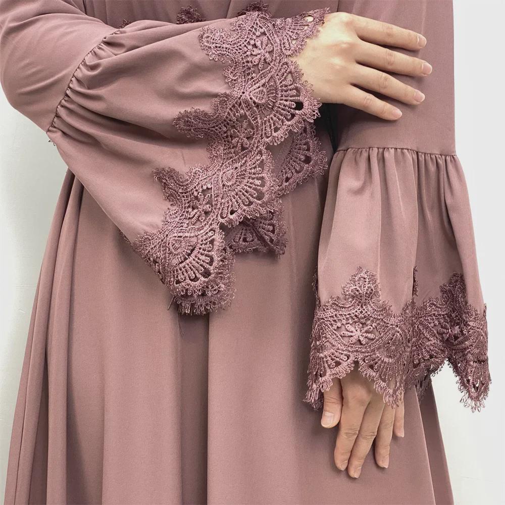 Women's Muslim Lace Stitching Dress - Middle Eastern Fashion
