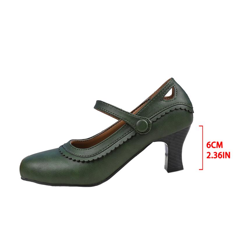 

Модные ретро зеленые кожаные туфли-лодочки Мэри Джейн женские винтажные с оборками и вырезами, платье zapatos, женский брендовый дизайн, дерби, большие размеры 35