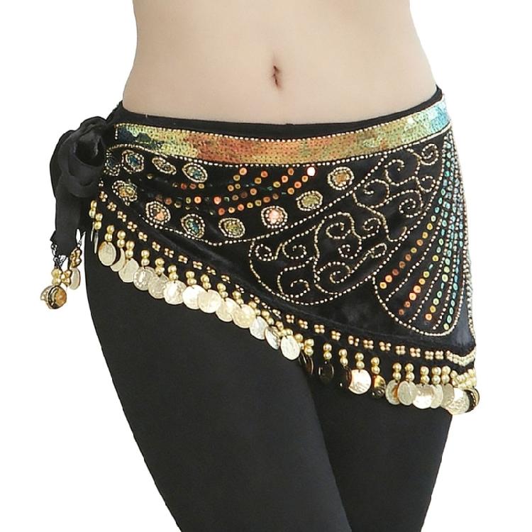 Dynamic Fringe Embroidered Sequins Waist Chain Belly Dancing Wrap Skirt Nonslip Waist Chain for Women and Girls