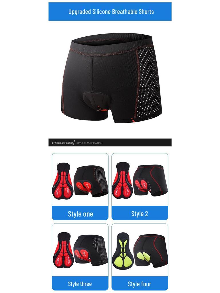 Shock-Absorbing Silicone Mountain Bike Underwear - Breathable, Quick-Dry, Padded Cycling Shorts.