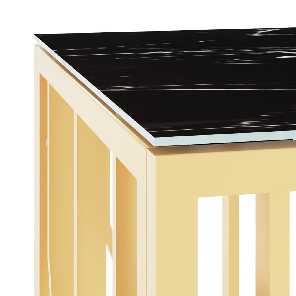  Coffee Table, Gold, 110x45x45 Cm, Stainless Steel and Glass