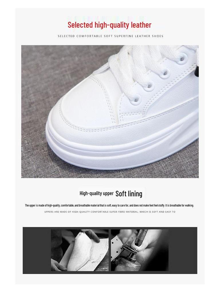 2025 Spring Women's White Korean Style Platform Sneakers – Versatile Height-Increasing Casual Shoes