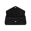 Saint Laurent Ysl Sade Gold Logo Quilted Zip Lambskin Envelope Clutch Large Women clutch Black 655004-FAAC2-1000