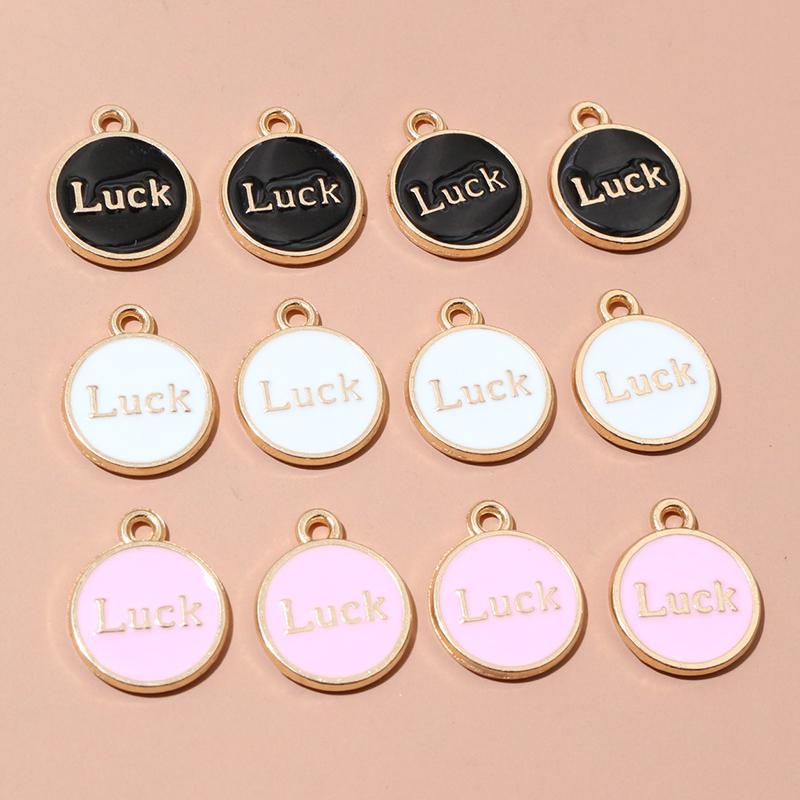 20pcs Enamel Luck Pendant Charms 15x12mm Alloy Metal DIY Jewelry Making Accessories Findings for Necklace Bracelet Earrings