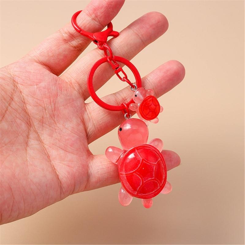 Plastic 3D Turtles Charm Keychain Accessory Fashionable Animal Shape Key Rings Tortoise Bag Decoration for Women