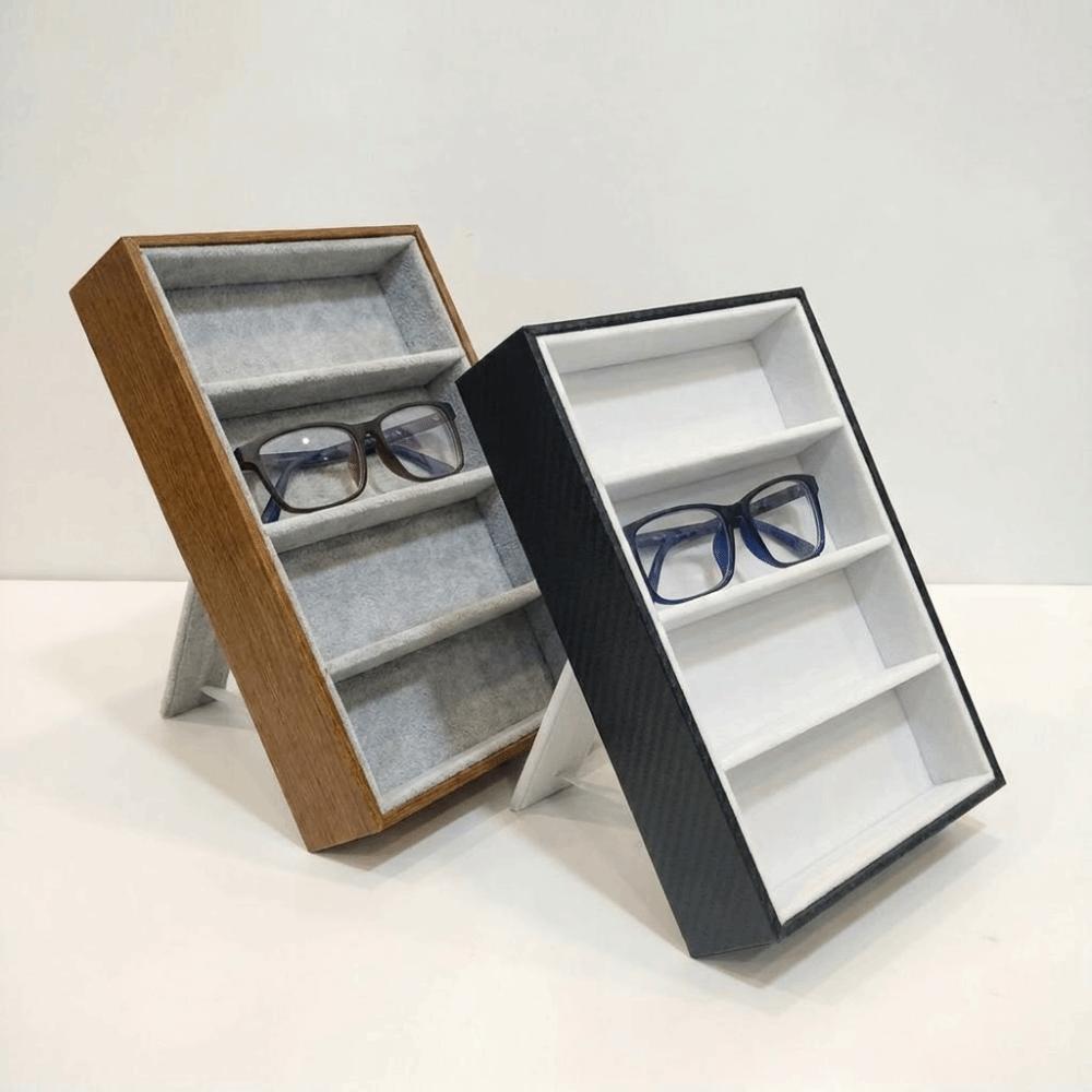 4-Fächer Brillen-Aufbewahrungsständer Display Optisches Display-Gehäuse Brillen-Aufbewahrungsbox Store Display