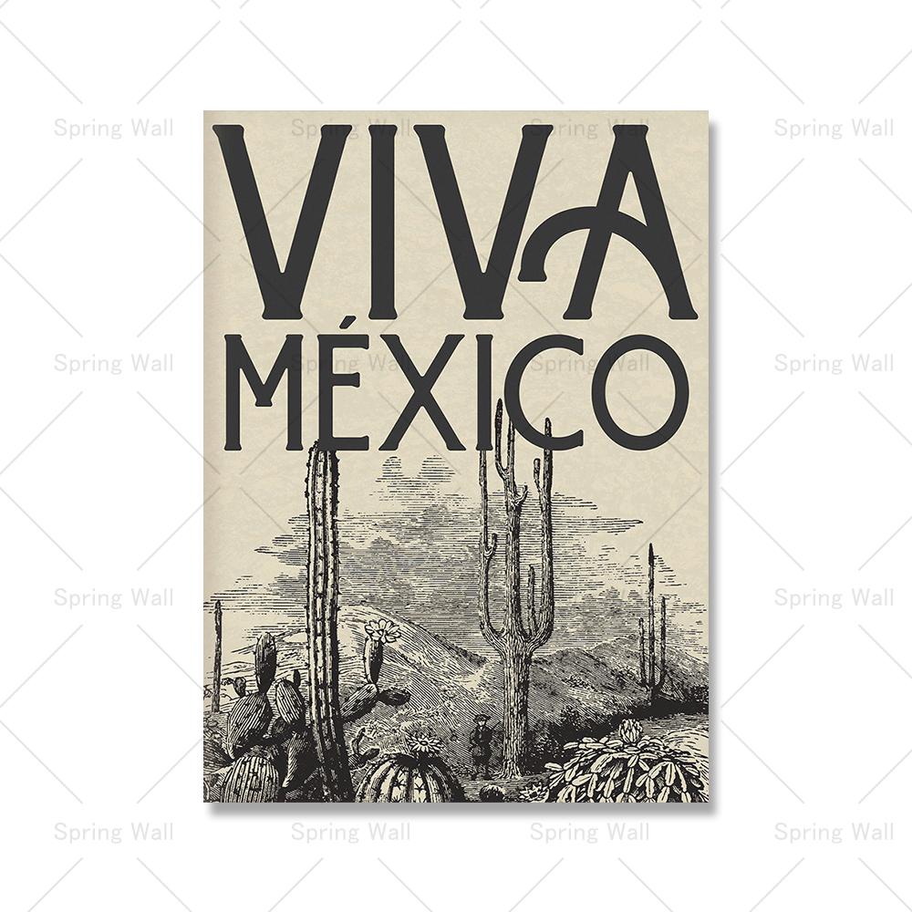 Vintage Mexican Cactus Tiger Flower Culture Wall Art Canvas Painting Travel Poster And Prints Wall Picture For Living Room Decor