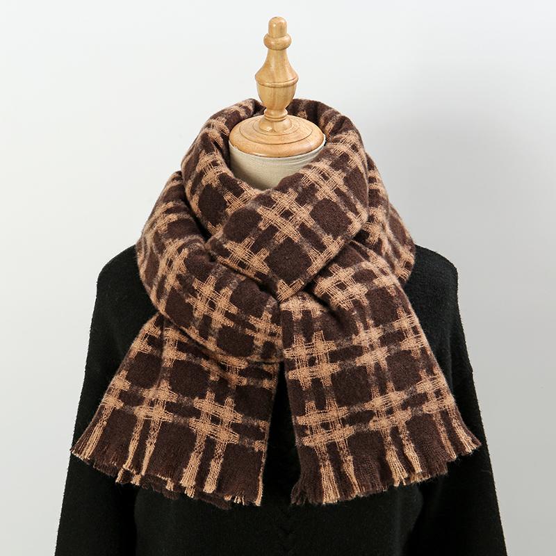 Winter Plaid Pashmina Shawls Scarf Woman Winter Warm Scarves Fashion Lady Long Wraps Thickened Cashmere Like Muffler Neckerchief