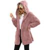 New Autumn and Winter Style Plaid Jacquard Plush Touch Hooded Pocket Cardigan Jacket for Women