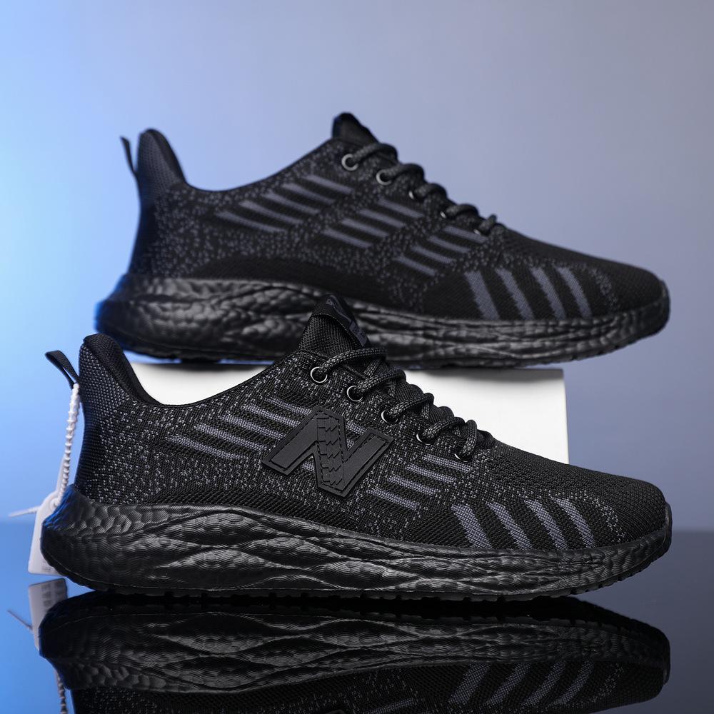 

Классические мужские туфли Four Seasons 574, женские туфли Flying Weaving, дышащая мягкая подошва, ультралегкие туфли N Shoes Couple, весна и осень 44 чёрный