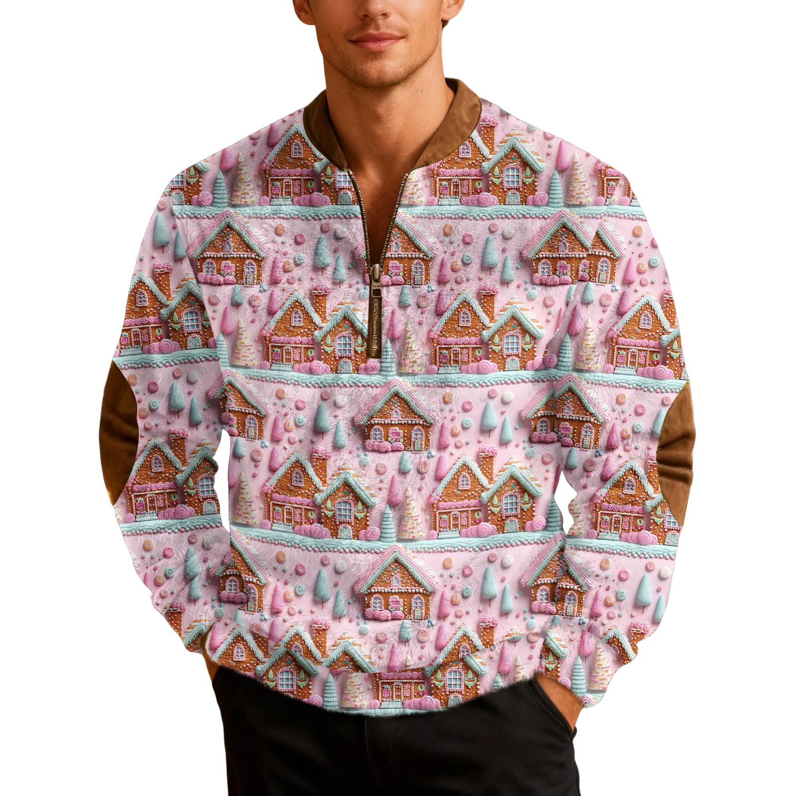 

Мужские рождественские толстовки на молнии, рождественские пуловеры с воротником-стойкой XXXL