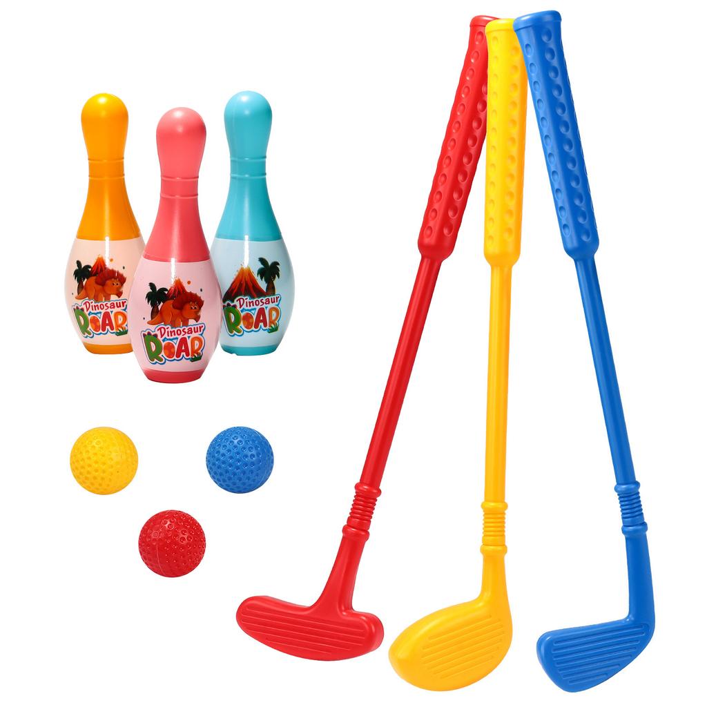 Fun Junior Golf Bowling Set With Easy Grip Handle Golf Club Ball And Bowling Pin For Kids Indoor Outdoor Sports Training