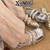 Cowhide version metal ballet Mary Jane shoes empty bag head sandals women's summer new square head single shoes women's