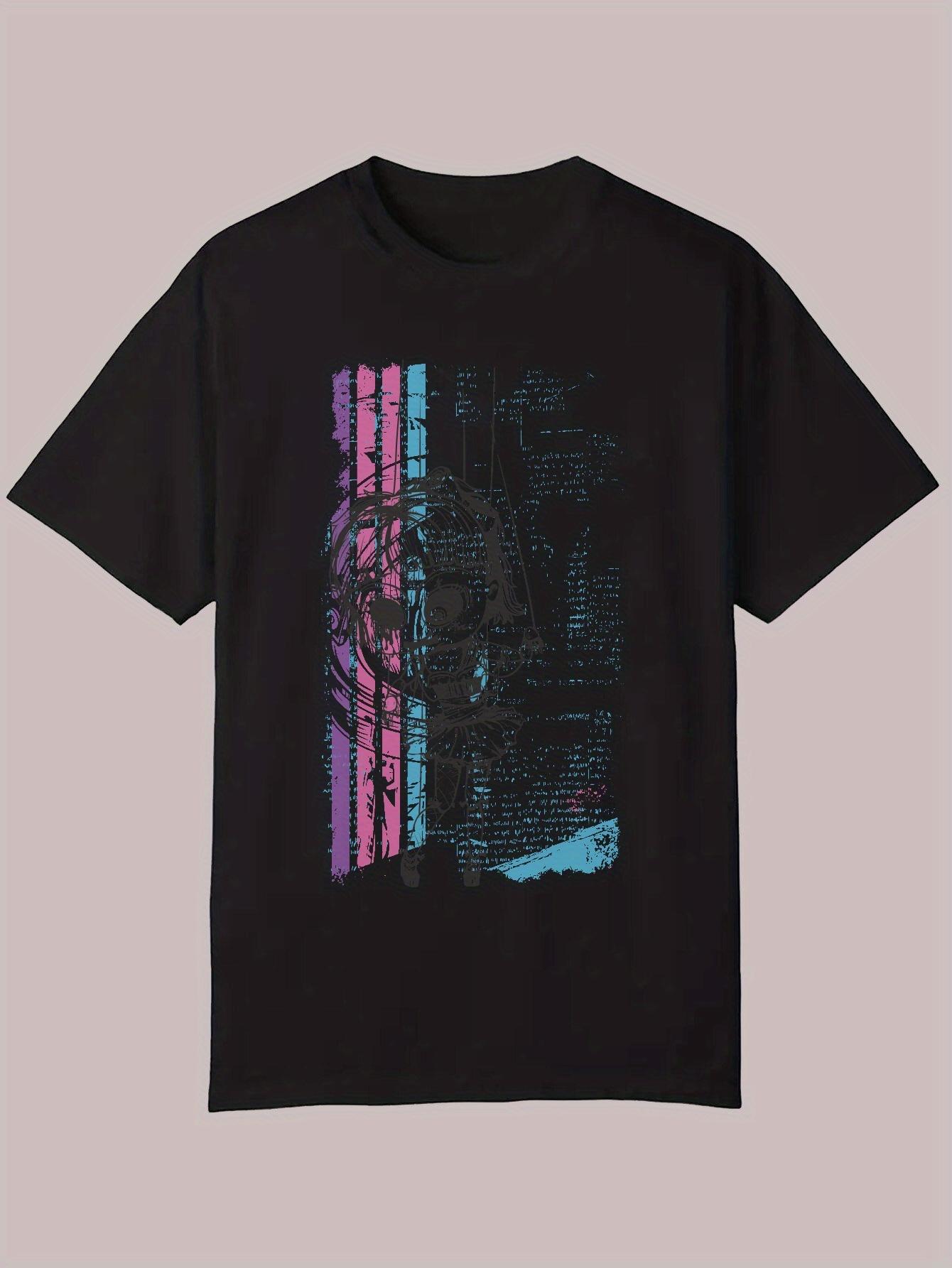 Casual Summer T-shirt - Black Polyester XL