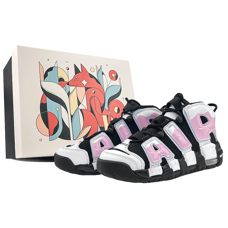

Nike Air More Uptempo Mid top Vintage Basketball Shoes GS Black Pink DQ6200-001(Team40-GSS-BOX) 36
