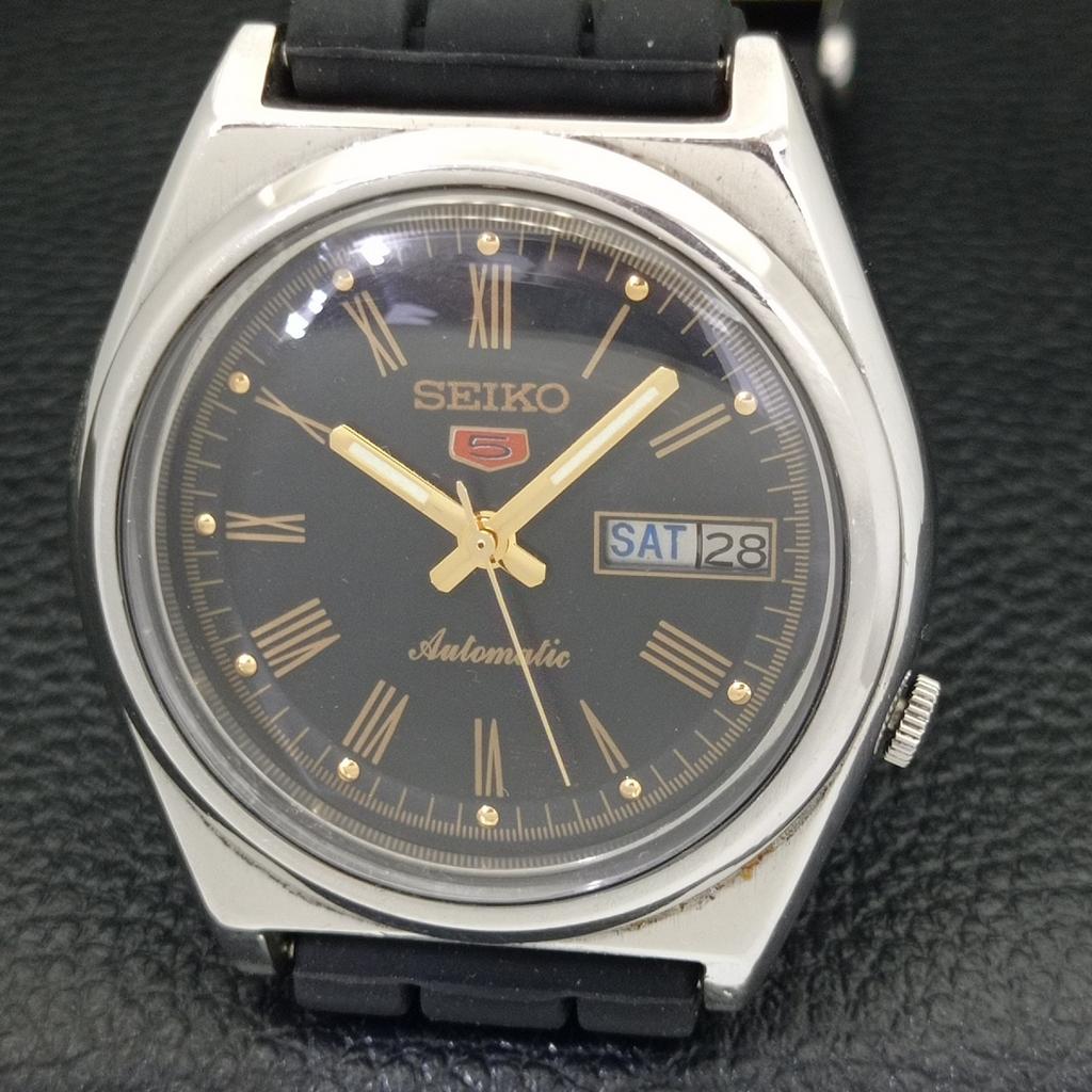 USED VINTAGE SEIKO 5 AUTOMATIC 7009A JAPAN MENS BLACK COLOR DIAL WATCH A433205-2 R115-a433205