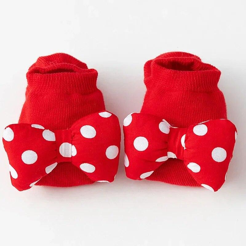 1 Pair Baby Sock Red Color Christmas Series Non-slip Floor Sock for Newborn Boy Girl Thin Indoor Floor Sock for Infant Baby