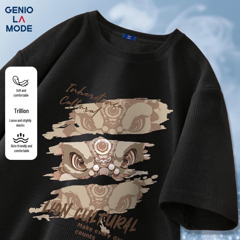 GENIOLAMODE Men s Casual Waffle Knit Crewneck T-Shirt 3XL