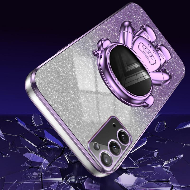 For Samsung Galaxy Note20/Note20 5G Case PC+TPU Slim-Fit Phone Cover with Astronaut Kickstand