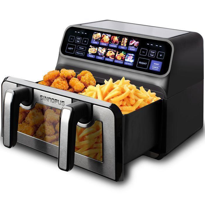 Friteuse sans huile - BAZARLAND30 - Double cuve 9L - 2200W - 10 programmes automatiques