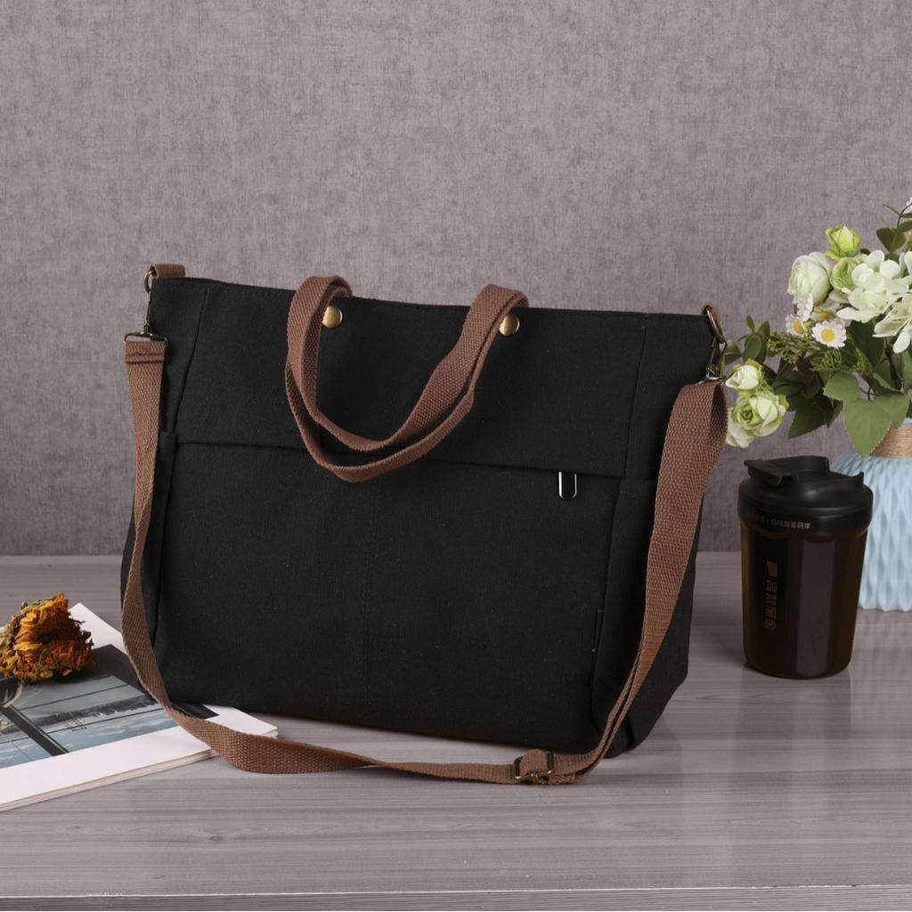 Thickened Large Capacity Canvas Commuting Bag, Women's Hand-held Tote Bag, Fashionable Outdoor Crossbody