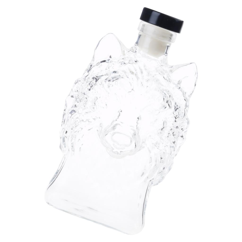 Elegant Wolf Head Liquor Decanter Clear Glassware Wine Bottle Bourbon Dispenser for Home Bar Decorative Accessory