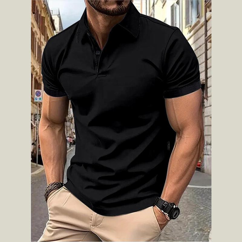 Men's New Summer Solid Color Top Popular Fashion Short Sleeves Slim Short Sleeves