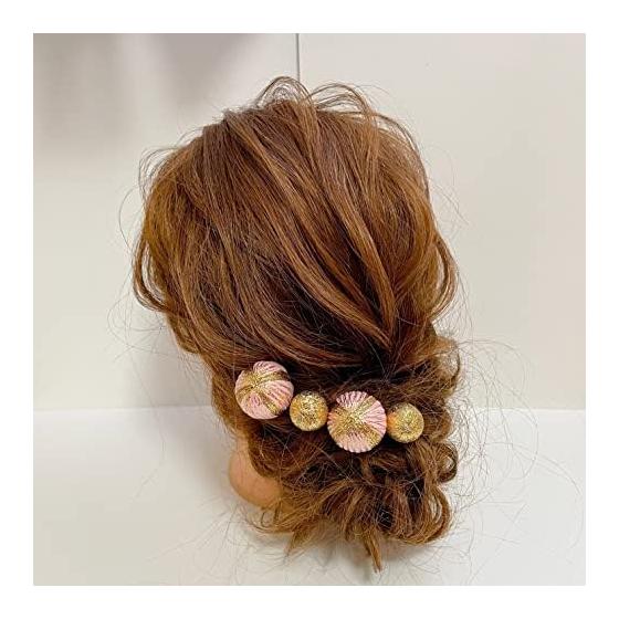 Japanese Hair Accessory, Pink Gold Tamakanzashi, for Coming-of-Age Ceremony, Graduation, Wedding, Furisode, Hakama, Yukata, Shichi-Go-San, Head Dress