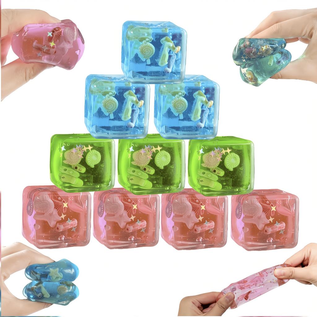Ocean Style Square Squishy Toys,Pop Fidget Toys,Summer Multi Item Party Favor Gift Bag Creative Ocean Style Squishy Toys