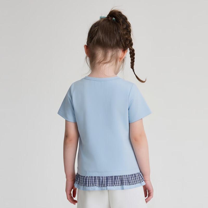 DiSa Girls' Summer Plaid Patchwork T-Shirt