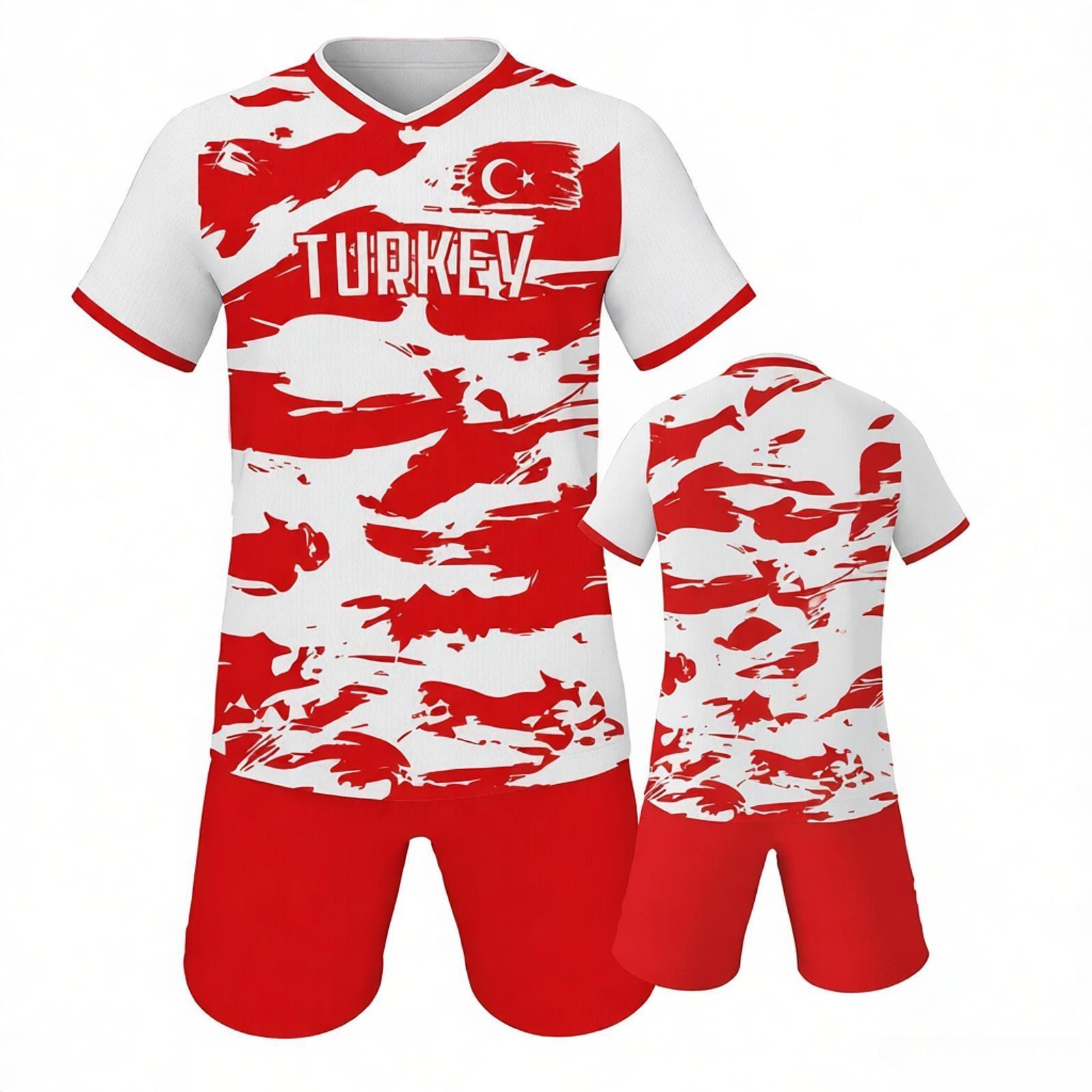 

Turkey Football Jersey Shorts Set Soccer Team Uniform Tracksuit 3XL