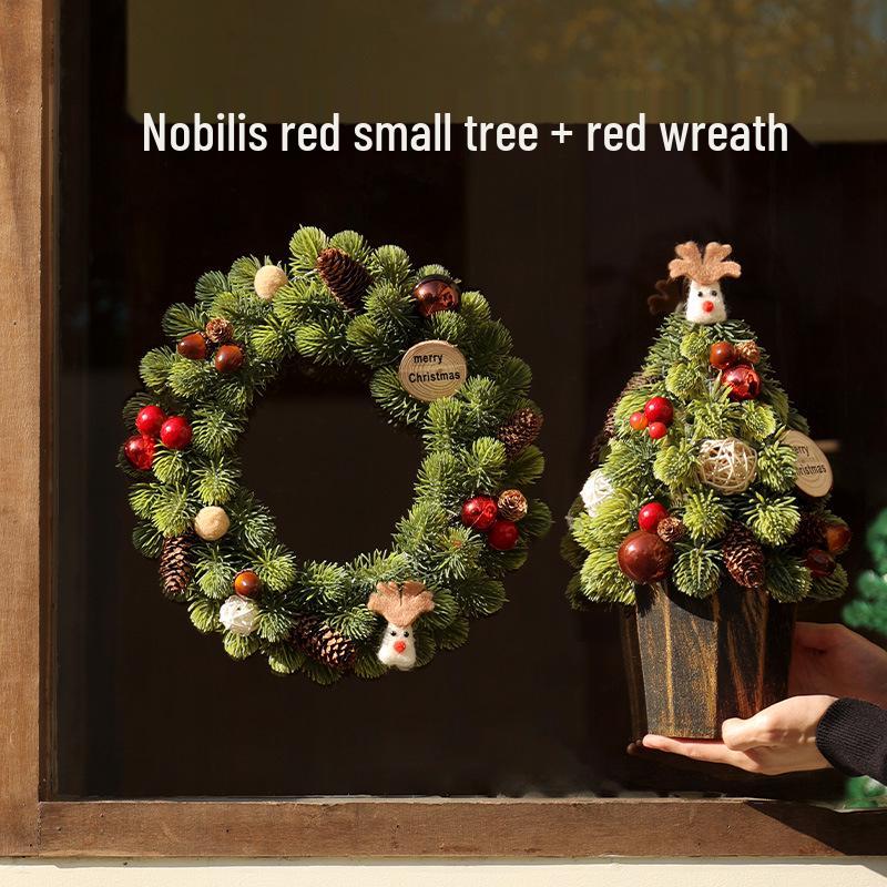 Décoration de Noël en rotin: Couronne, Guirlande, Ornements d'Arbre et Décorations de Porte
