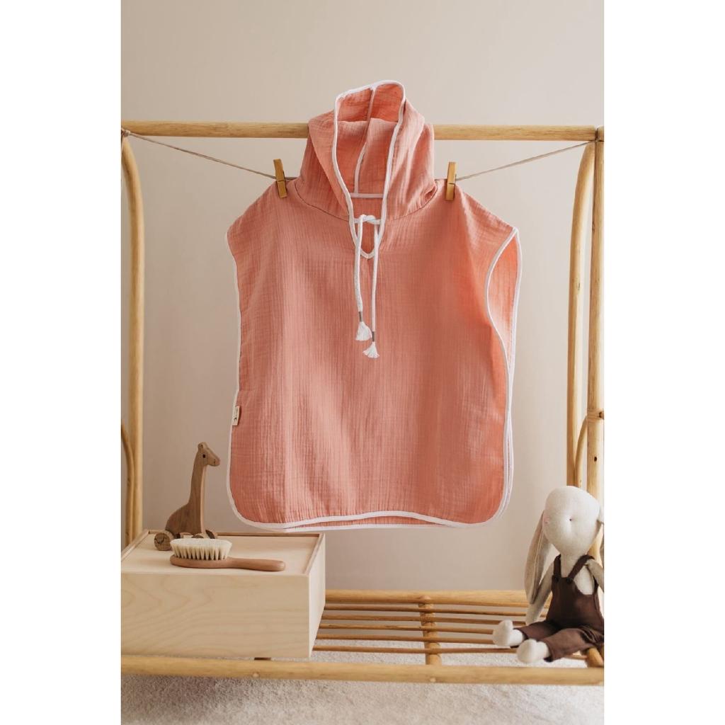 100% Organic Cotton Muslin Poncho - Girls Boys Baby Kids Poncho, Beach Poncho, Bathrobe