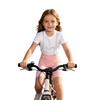 Kids Girls Cycling Bib Shorts High Waist V-Front 3D Padded Bike Shorts with Mesh Straps for Outdoor Sports Training