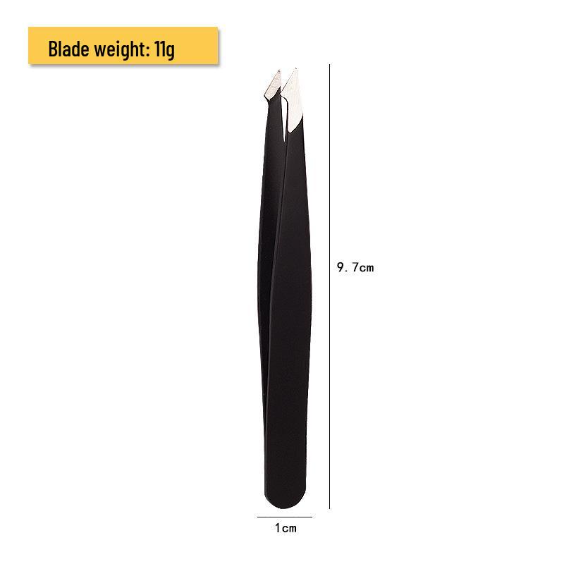 Black Stainless Steel Eyebrow Tools Set: Tweezers, Razor, Angled & Flat Tips, Double Eyelid Stickers