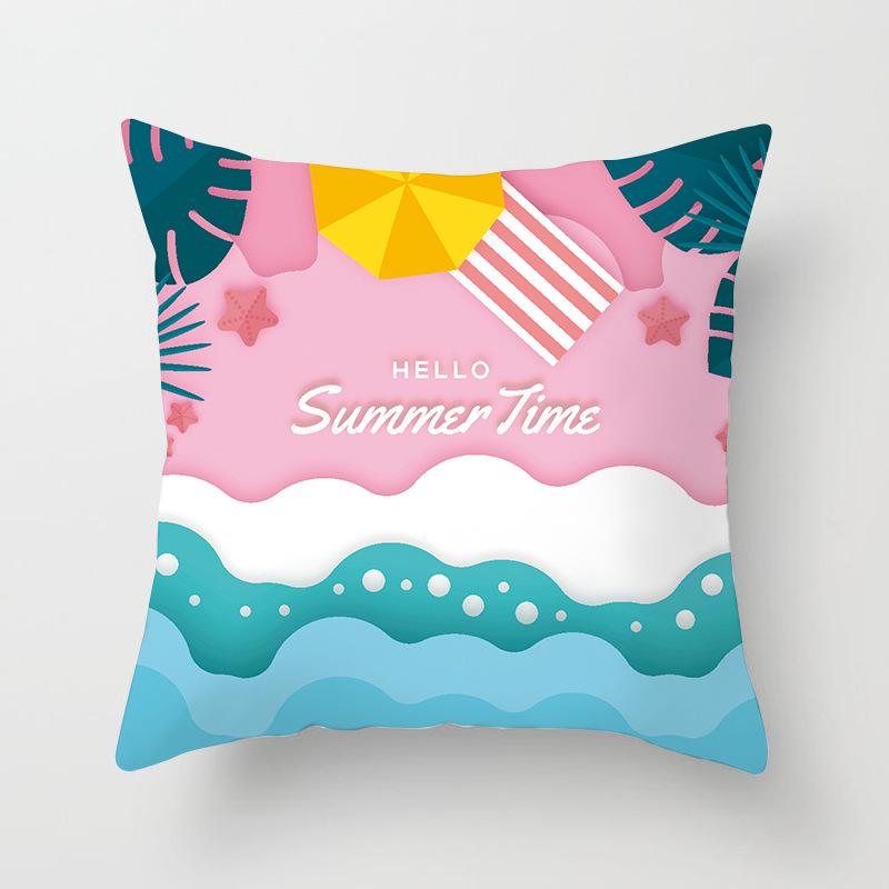 Retro Mediterranean Ocean Digital Print Peach Skin Pillow Cover Cushion Cover Wish Home Products Cushion Cover