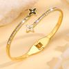 Four-leaf Clover Titanium Steel  Female High-end Sense Does Not Fade Oval Elastic Opening  Personalized Versatile Diamond-encrusted 