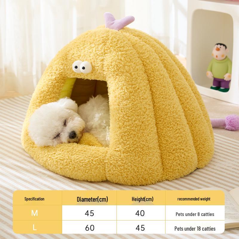 Zimowe półzamknięte legowisko dla zwierząt - Wzór Małego Potwora