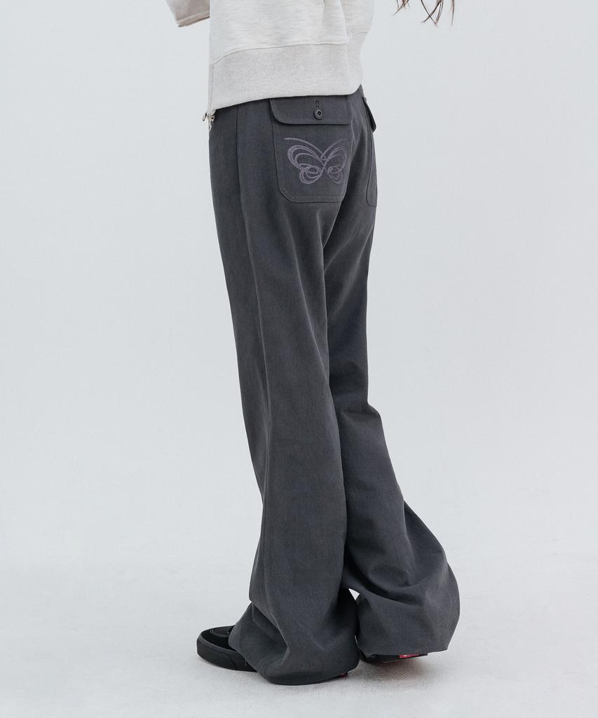 HIGH SCHOOL DISCO Two-Button Pocket Bootcut Pants_Charcoal