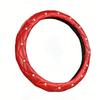 Leather Steering Wheel Cover Featurings Sparkling Rhinestones Studs for Enhanced Driving Comfort and Antislip