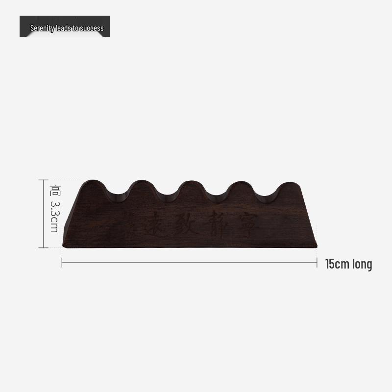 Yubao Pavilion Calligraphy Brush Holder: Ceramic Pen Rest & Solid Wood Stand - Scholar's Creative Pen Hanger, Four Treasures