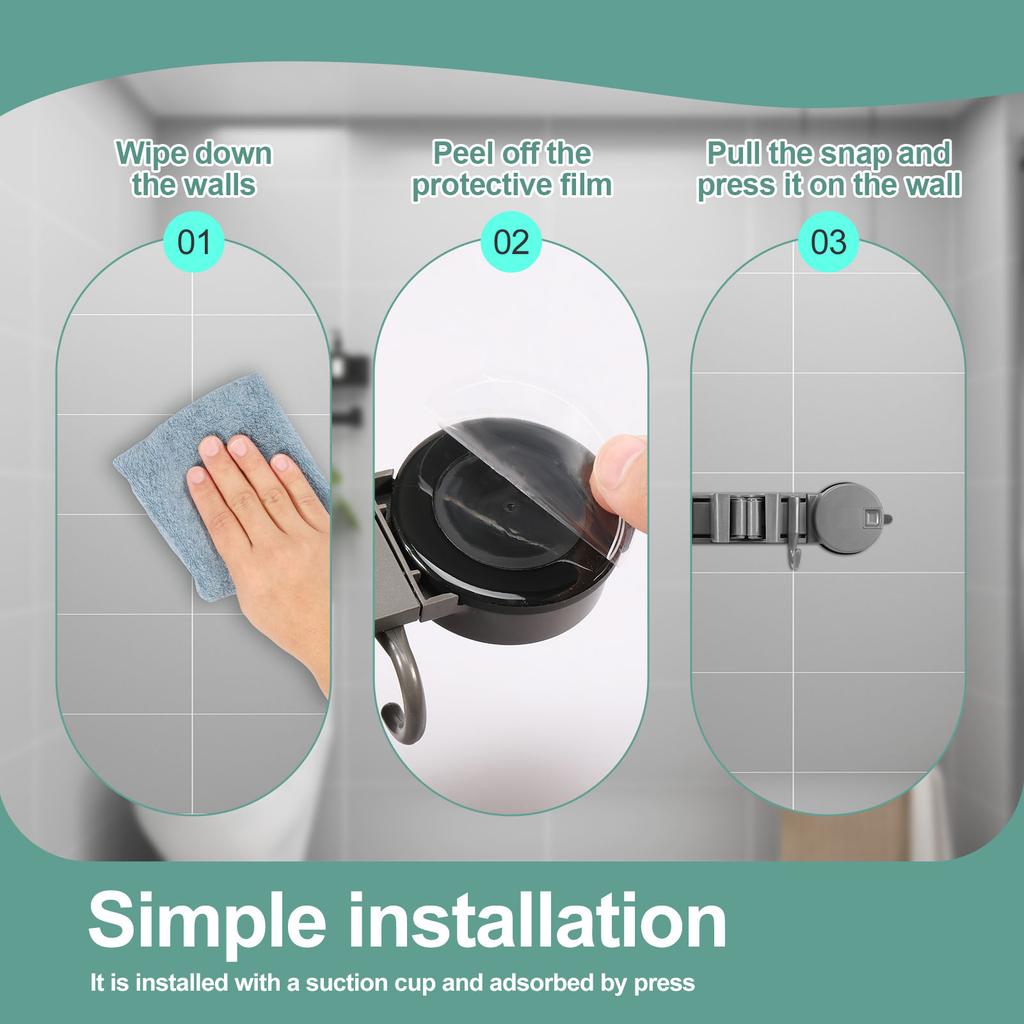 Broom Holder Wall Mounted Mop and Broom Holder Punch Free Mop Hanger Bathroom Storage Rack Mop Clip Rack Mop Hook Home Accessory