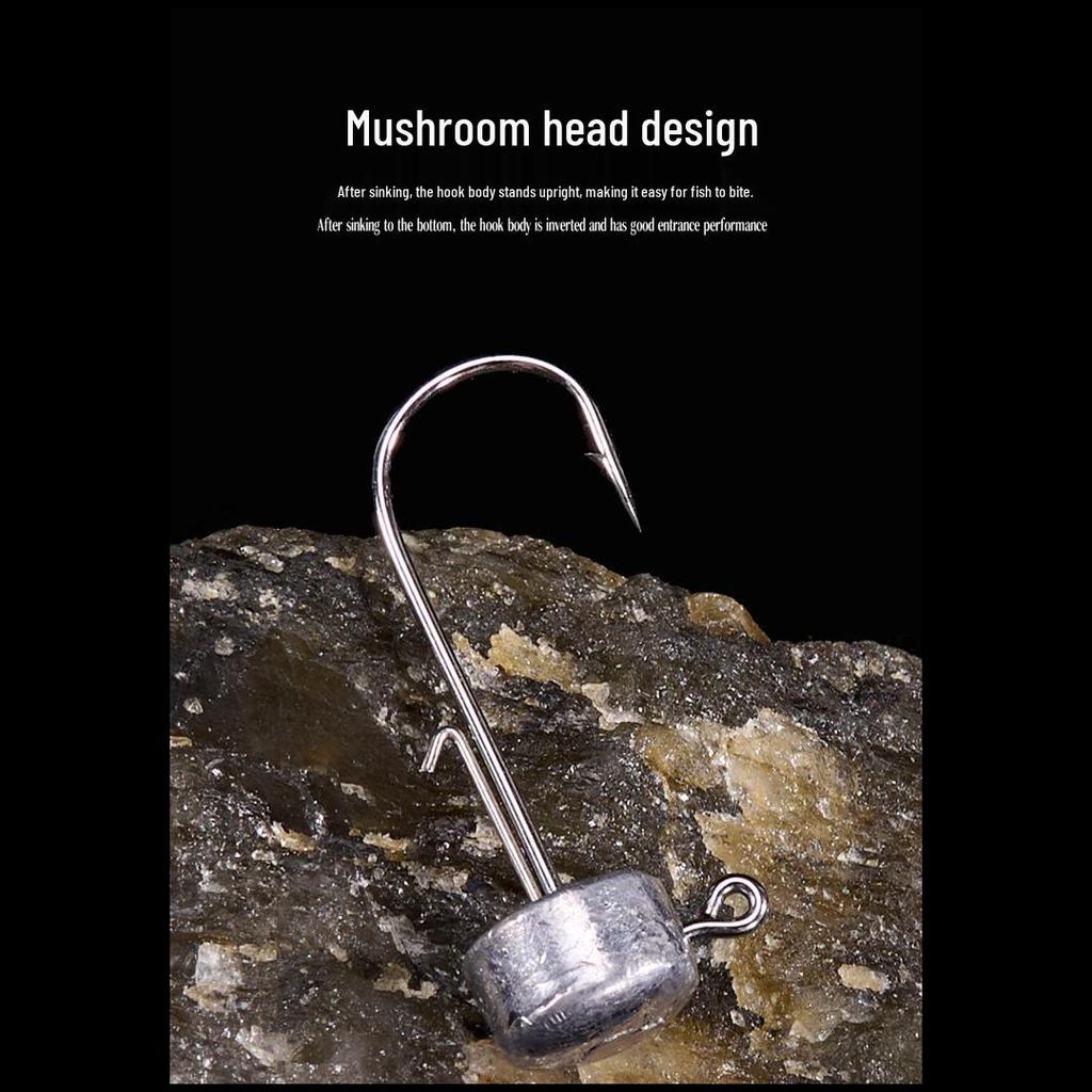 Ned Head Jigs Bass Hooks Lure with Soft Baits, Black Pit Fishing Hooks, Perch Hooks, 7g Micro Reinforced Blood Groove, Anti-Loss Design.