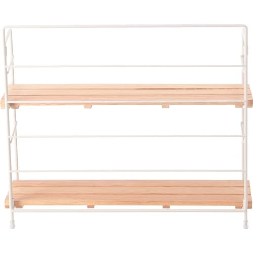 Fuji Boeki Mini Shelf, Storage Shelf, Width 34.5 x Depth 10.5 x Height 29.5 cm, White x Natural, Interior Rack, Foldable, 55005