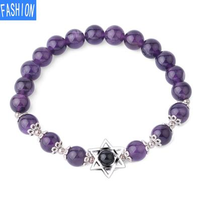David Star Doğal Kristal 8mm Boncuk Yoga Boncuklu Bileklik
