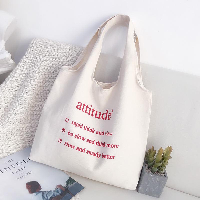 New Shoulder Canvas Bag, Hand-held Make-up Bag, Large-capacity Canvas Bag, Women's Bag, Large-capacity Letter Shopping Bag.