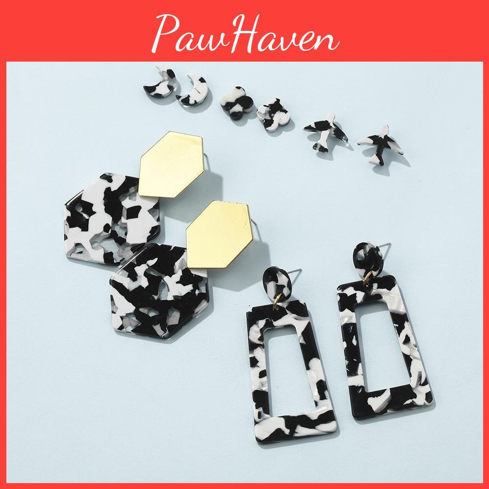 Leopard Print Versatile Earrings Modern Star Shape Acrylic Studs For All Occasions