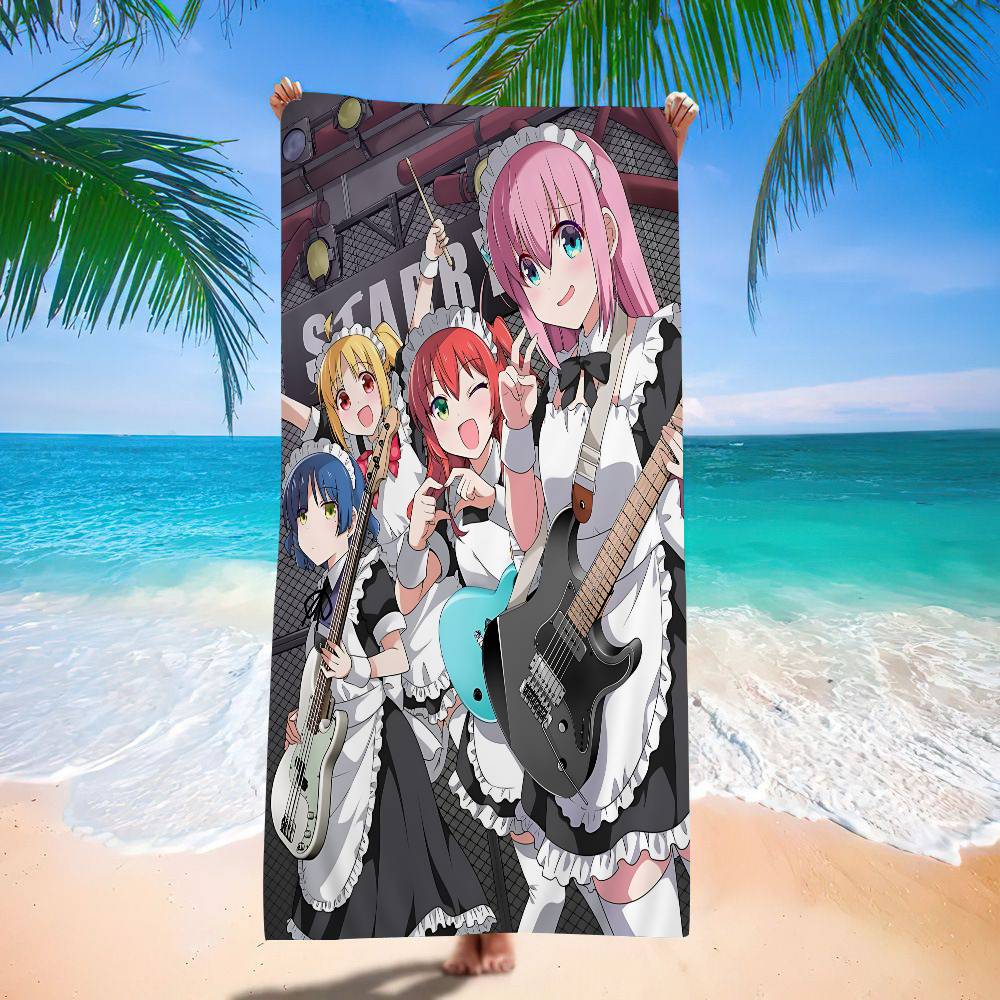 B-Bocchi The Rock Bath Towel Microfiber Soft Water Absorbing Breathable For Girl Kids Decorative Cartoon Beach Towel