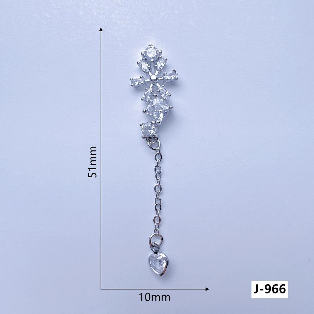 Flat-Bottom Tassel Chain Nail Art with Copper-Inlaid Zircon