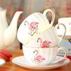 Ceramic Coffee Cups and Saucers Set, Afternoon Flower Tea Mugs, Minimalism Teacup and Tray, Household Office Porcelain
